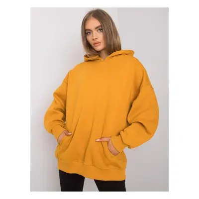 Hořčicová oversize mikina bez potisku RV-BL-6989.37X-mustard