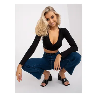 Černý zavinovací crop top Paola -RV-BZ-7682.47-black