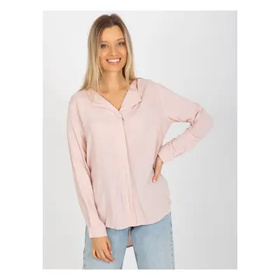 Světle růžová dámská halenka s výstřihem D73761M10997C-light pink