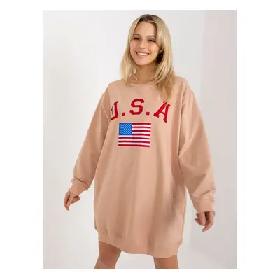 Béžové mikinové šaty USA VI-BL-3192.23P-beige