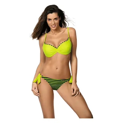 Neonově-žluté bikiny pruhovaným spodkem Maya Stripes-Beat M-359 (1)