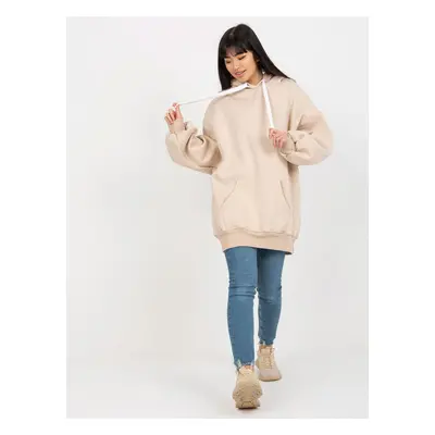 Béžová dlouhá mikina s kapucí EM-BL-694.20X-beige