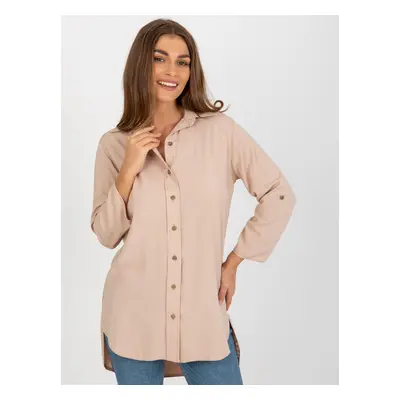 Béžová dámská prodloužená košile LK-KS-509317.84P-beige