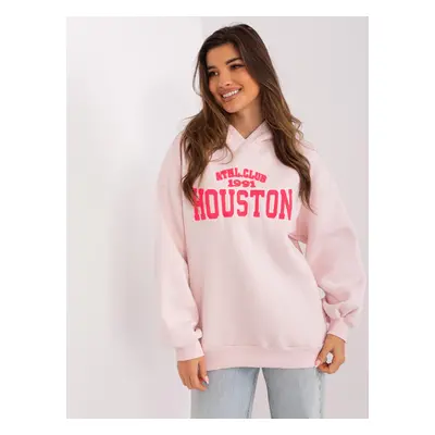 Světle růžová mikina s kapucí a nápisem HOUSTON EM-BL-656-2.13X-light pink