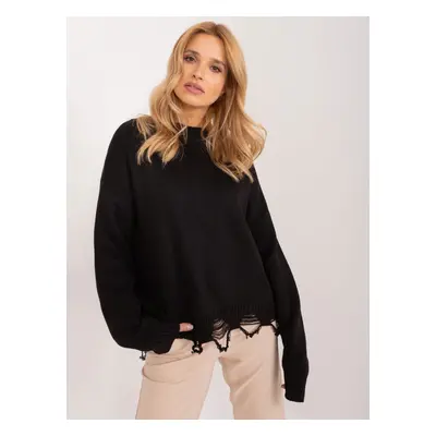 Černý oversize děrovaný svetr BA-SW-0559.26-black