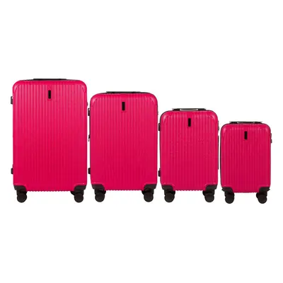 Tmavě růžová sada 4 kufrů TR059, Luggage 4 sets (L,M,S,XS) Wings, Rose Red