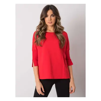 Červené dámské oversize tričko s 3/4 rukávy RV-BZ-7362.19-red