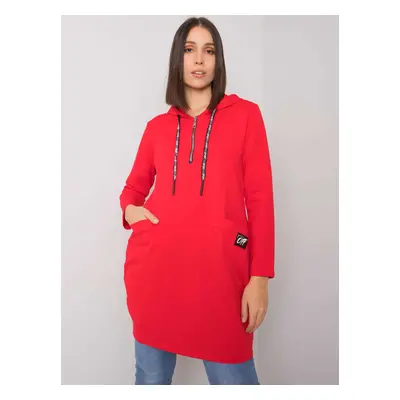 Červená oversize tunika Kierra s kapucí a zipem RV-TU-7238.36-red