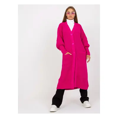 Fuchsiový dlouhý kardigan s kapsami TW-SW-BL-0100.38X-fuchsia