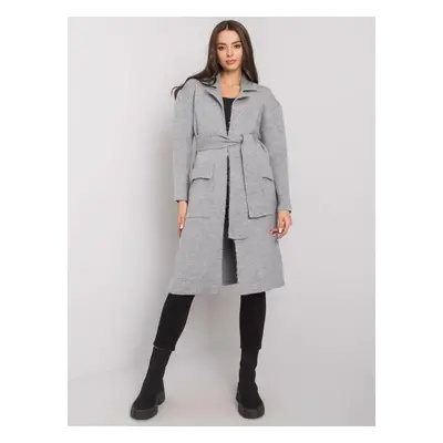 Dlouhý šedý kardigan s opaskem Judith LC-SW-844.33X-grey