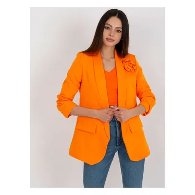 Neonově oranžové dámské sako s květinou TW-ZT-BI-1071.15-fluo orange