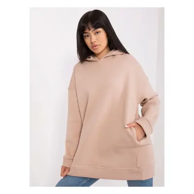 Tmavě béžová mikina s kapucí -RV-BL-8042.00P-dark beige