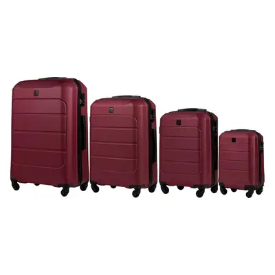 Vínová sada 4 skořepinových kufrů GAN01, Luggage 4 sets (L,M,S,XS) Wings, Maroon