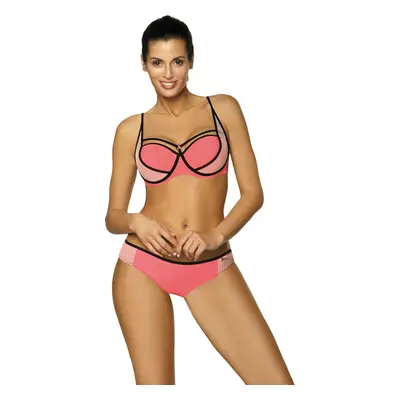 Korálové bikiny s černými lemy Charlotte Coral M-495 (8)