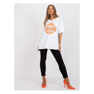 BÍLÉ DÁMSKÉ OVERSIZE TRIČKO S ORANŽOVÝM POTISKEM DHJ-TS-6862.24X-ORANGE