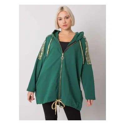 Tmavě zelená dámská mikina na zip RV-BL-6781.08P-dark green