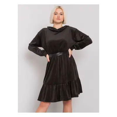 Černé velurové mini šaty s kapucí FA-SK-7563.11P-black