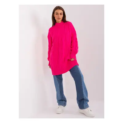 Tmavě růžové svetrové šaty AT-SW-2367-1.35P-fluo pink