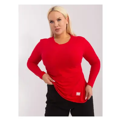 Červené basic tričko s dlouhým rukávem -RV-BZ-9257.19-red