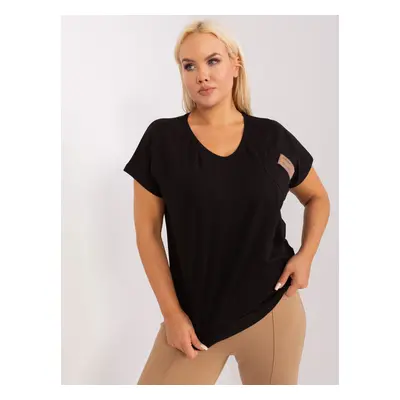 Černé jednobarevné tričko s náprsní kapsou RV-BZ-8934.95-black