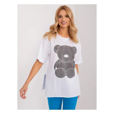 Bílé oversize tričko potiskem medvídka PM-TS-4575.30-white