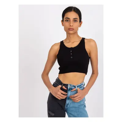 ČERNÝ CROP TOP S KNOFLÍČKY RILEY -RV-TP-7528.11X-BLACK