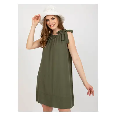 Khaki volné minišaty bez rukávů TW-SK-BI-89923.29-khaki