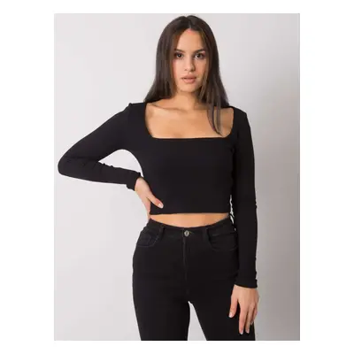 Černý dámský crop top s dlouhými rukávy RV-BZ-7314.97-black