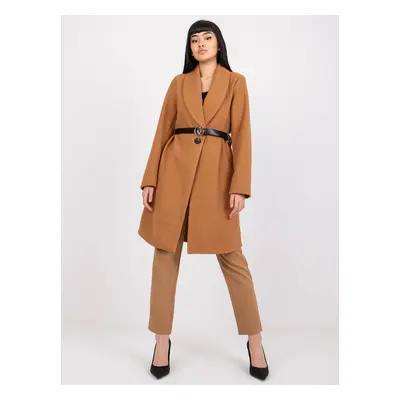 Karamelový kabát s páskem Luna DHJ-PL-2861.91-caramel