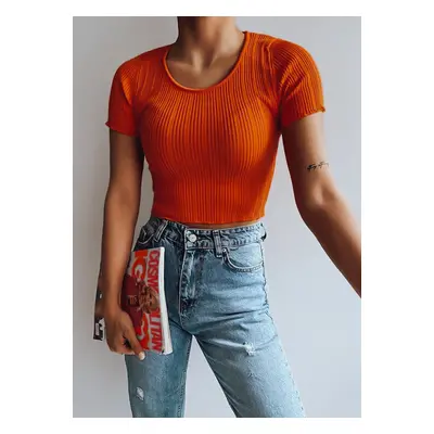 Oranžový žebrovaný crop top REDIS RY2072