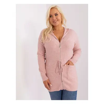 Světle růžový svetr se zipem a kapucí PM-SW-PM-3735.25X-light pink