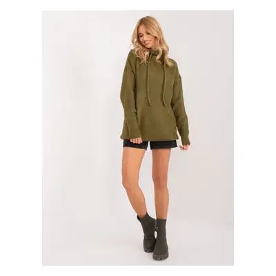 Khaki dlouhý svetr s kapucí -BA-SW-0593.22-khaki