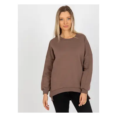 Hnědá volná basic mikina -RV-BL-8261.51-brown