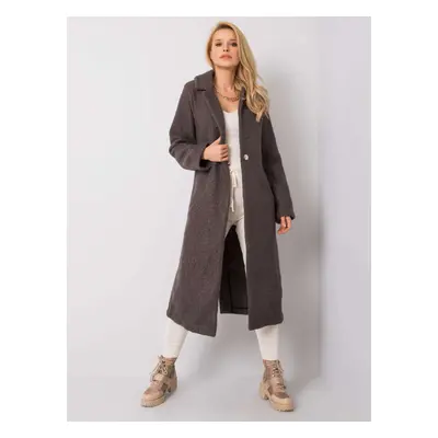 Tmavě šedý dámský dlouhý kabát Teddy coat 217-PL-23335.84-grey