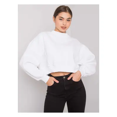 Bílá volná dámská crop mikina RV-BL-6992.69-white