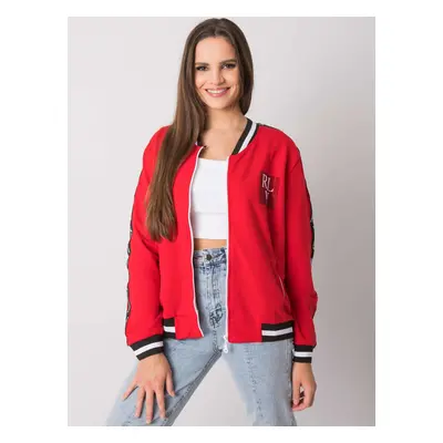 Červená dámská mikina s potiskem na zip RV-BL-6858.19P-red