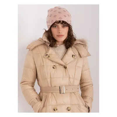 Světle růžová čepice s kamínky AT-CZ-2325.96-light pink