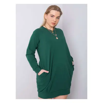 TMAVĚ ZELENÉ DÁMSKÉ ŠATY S KAPSAMI RV-SK-6296.99-GREEN