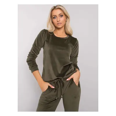 Khaki velurová souprava mikiny a tepláků RV-KMPL-6083.05-khaki