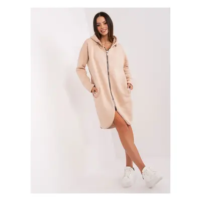 Béžová dlouhá mikina na zip RV-BL-4858-1.99P-beige