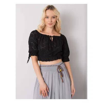 Černý crop top vázáním TW-TP-BI-25455.43-black