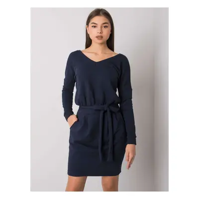 Tmavě modré dámské šaty s kapsami RV-SK-6037.18X-dark blue