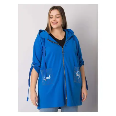 Modrá dámská mikina na zip s kapsami RV-BL-6795.84-blue