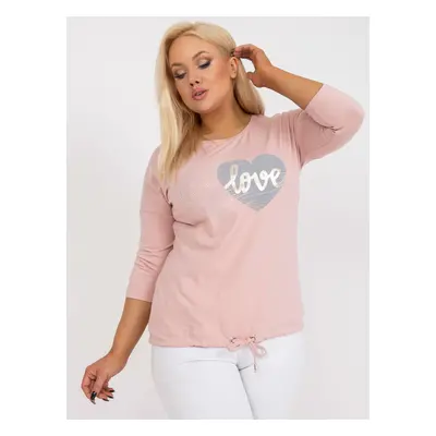 Růžová halenka s potiskem a vázáním v pase RV-BZ-0232.98-pink