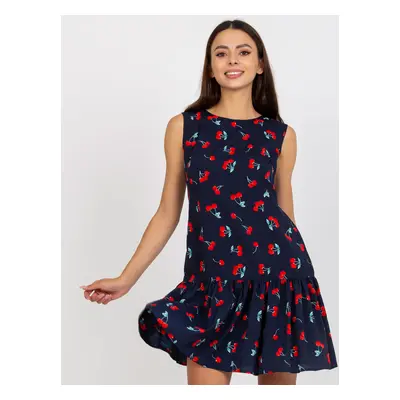 Tmavě modré šaty se vzorem třešní -LK-SK-506962-1.63P-navy-cherry