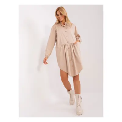 Béžové košilové šaty s kapsami CHA-SK-1027-2.68-beige