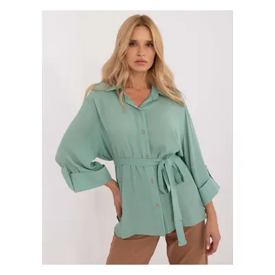 Pistáciová oversize košile s límečkem LK-KS-509698.79-green