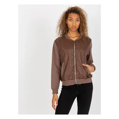 Hnědá bomber mikina bez kapuce RV-BL-8225.88-brown