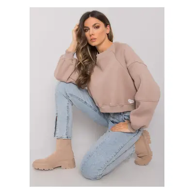 Béžová mikina Yessie v "crop" střihu RV-BL-7334.69-beige