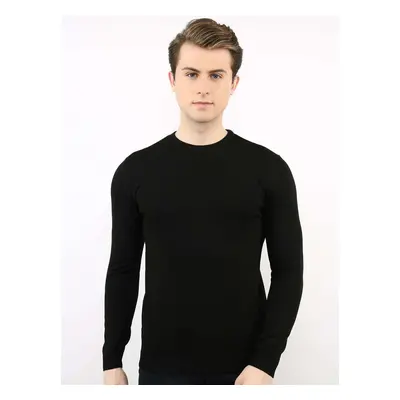 Černý pánský tenký pletený svetr TIK-K21-0094-black